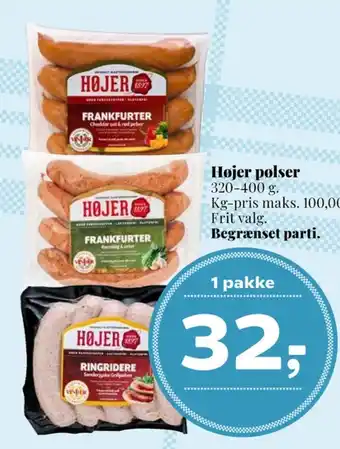Dagli'Brugsen Højer pølser frankfurter cheddar tilbud
