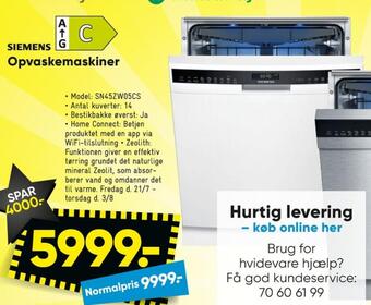 Bilka Siemens opvaskemaskine tilbud
