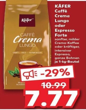 Kaufland KÄFER Caffè Crema Lungo oder Espresso Forte tilbud