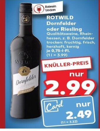 Kaufland ROTWILD Dornfelder oder Riesling tilbud