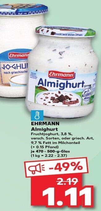 Kaufland EHRMANN Almighurt tilbud