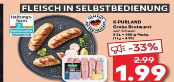 Kaufland K-PURLAND Grobe Bratwurst tilbud