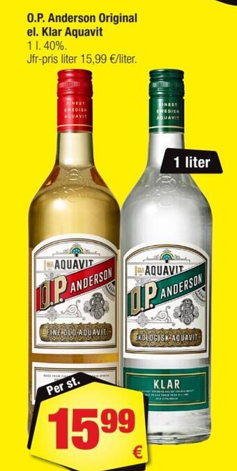 Calle O.P. Anderson Original el. Klar Aquavit tilbud