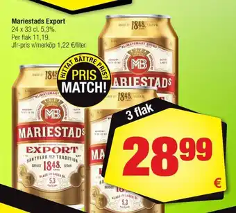 Calle Mariestads Export 24 x 33 cl. 5,3%. tilbud