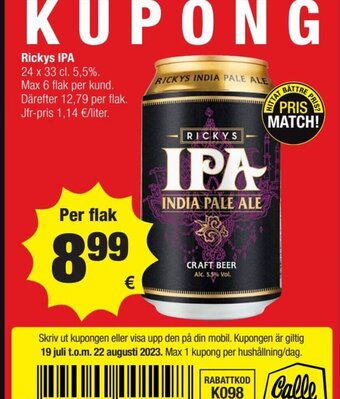 Calle Rickys IPA tilbud