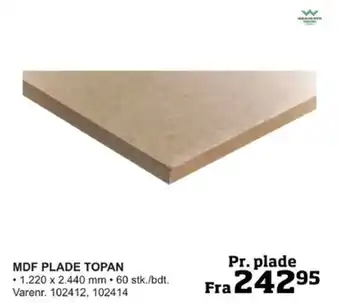 Bygma MDF PLADE TOPAN tilbud