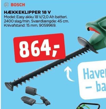 jem & fix BOSCH HÆKKEKLIPPER 18 V tilbud