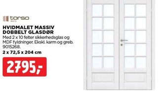 jem & fix HVIDMALET MASSIV DOBBELT GLASDØR tilbud