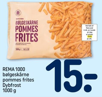 REMA 1000 REMA 1000 bølgeskårne pommes frites Dybfrost 1000 g tilbud