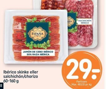 REMA 1000 Ibérico skinke eller salchichón/chorizo 60-160 g tilbud