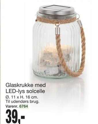 Harald Nyborg Glaskrukke med LED-lys solcelle tilbud