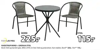JYSK RADSTRUP BORD + GRENAA STOL tilbud