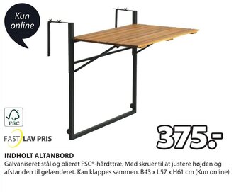 JYSK INDHOLT ALTANBORD tilbud