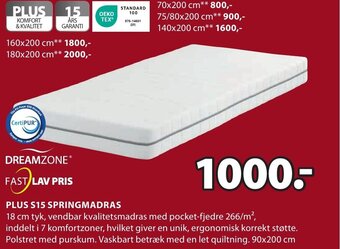 JYSK PLUS S15 SPRINGMADRAS tilbud