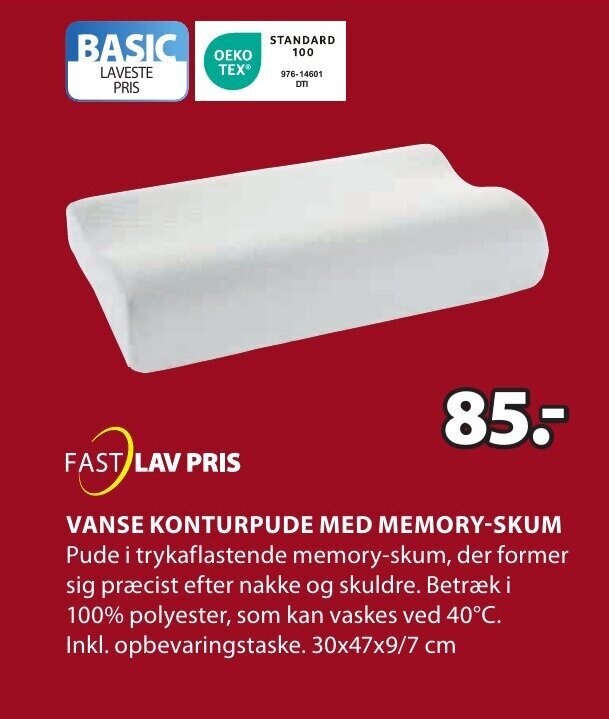 VANSE KONTURPUDE MED MEMORYSKUM tilbud hos JYSK