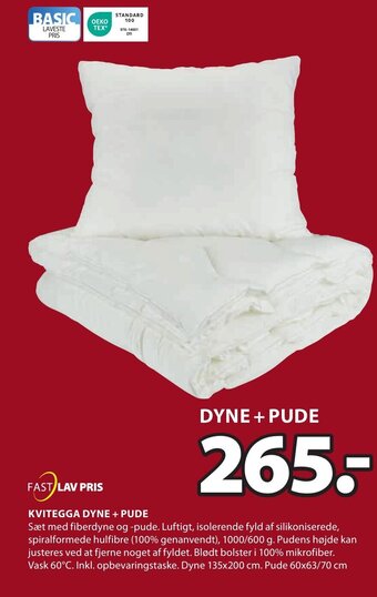 JYSK KVITEGGA DYNE + PUDE tilbud