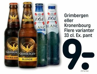 REMA 1000 Grimbergen eller Kronenbourg 33 cl. Ex. pant tilbud