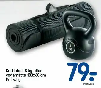 REMA 1000 Kettlebell 8 kg eller yogamåtte 183x60 cm tilbud