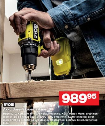 Bauhaus Ryobi bore- og skruemaskine tilbud