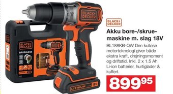 Bauhaus Akku bore-/skrue- maskine m. slag 18V tilbud