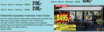 Hellukket kassette markiser med motor