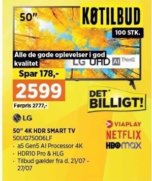 Power Lg 50 4k hdr smart tv tilbud