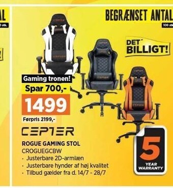 Power Cepter rogue gaming stol tilbud