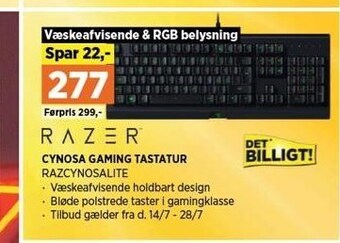 Power Razer cynosa gaming tastatur tilbud