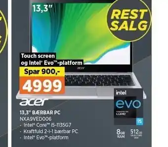 Power Acer 13,3 bærbar pc tilbud