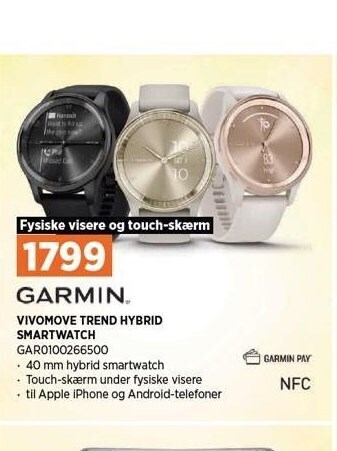 Power Garmin vivomove trend hybrid smartwatch tilbud