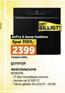 Power Gorenje indbygningsovn tilbud
