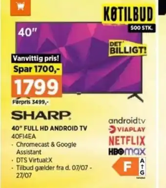 Power SHARP 40" FULL HD ANDROID TV 40F14EA tilbud