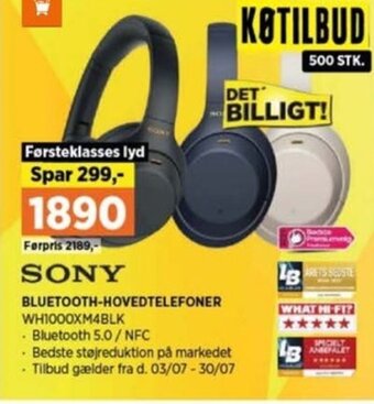 Power SONY BLUETOOTH-HOVEDTELEFONER tilbud