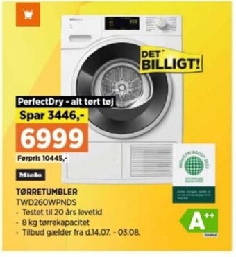 Power Miele TØRRETUMBLER TWD260WPNDS tilbud