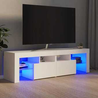 Tv-skab med led-lamper 140x35x40 cm hvid