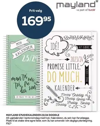 Bog & idé Mayland studiekalender 23/24 doodle tilbud