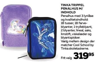 Bog & idé Tinka trippel penalhus m/indhold tilbud