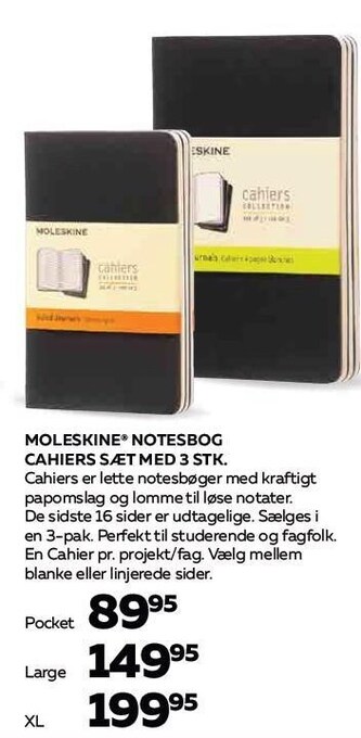 Bog & idé Moleskine notesbog cahiers sæt med 3 stk. tilbud