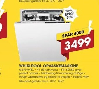 Punkt1 Whirlpool opvaskemaskine tilbud