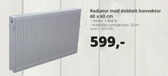 Radiator Med Dobbelt Konvektor 60x60 cm