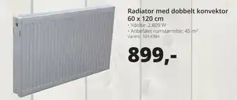 10-4 Byggecenter Radiator Med Dobbelt Konvektor 60x120 cm tilbud