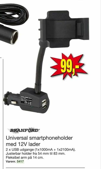 Harald Nyborg Universal smartphoneholder med 12V lader tilbud