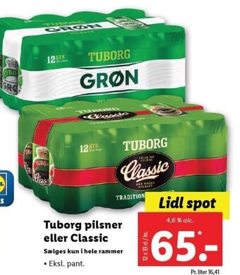 Lidl Tuborg pilsner eller Classic tilbud