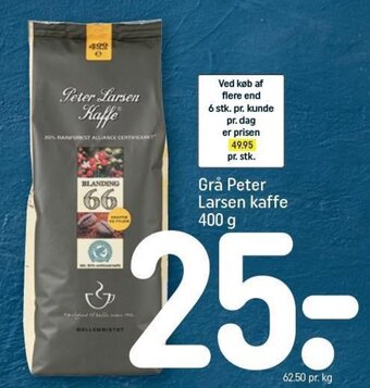 REMA 1000 Grå Peter Larsen kaffe 400 g tilbud