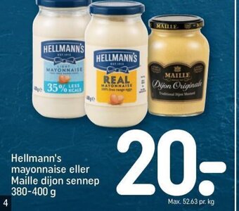 REMA 1000 Hellmann's mayonnaise eller Maille dijon sennep 380-400 g tilbud