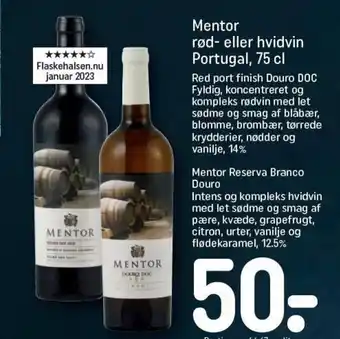 REMA 1000 Mentor rød- eller hvidvin Portugal, 75 cl tilbud