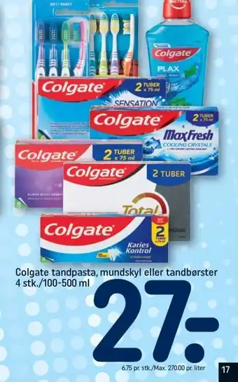 REMA 1000 Colgate tandpasta, mundskyl eller tandbørster 4 stk./100-500 ml tilbud