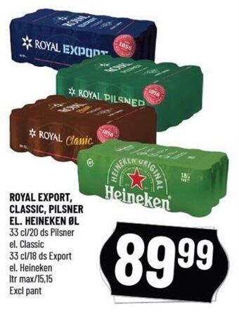 Løvbjerg ROYAL EXPORT, CLASSIC, PILSNER EL. HEINEKEN ØL tilbud