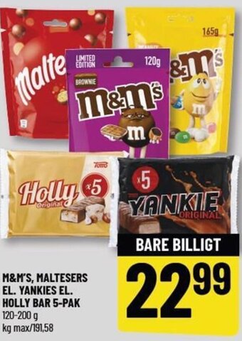 Løvbjerg M&M'S, MALTESERS EL. YANKIES EL. HOLLY BAR 5-PAK tilbud