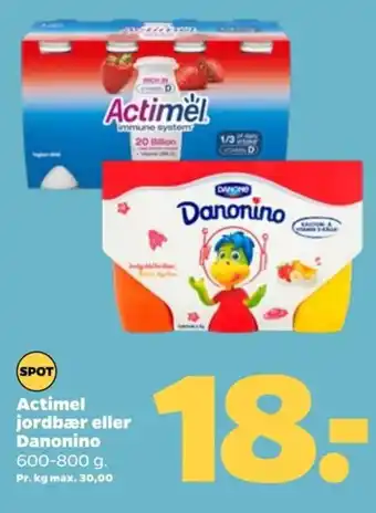 Netto Actimel jordbær eller Danonino tilbud